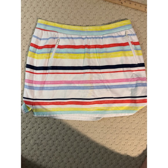 Kim Rogers Womens Multi color Striped ALine Skort Size L Pockets Casual - Picture 4 of 6